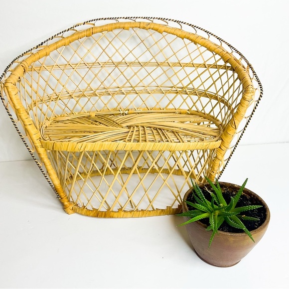 Vintage Wicker Plant Stand | Natural Rattan Boho Décor - Picture 3 of 4